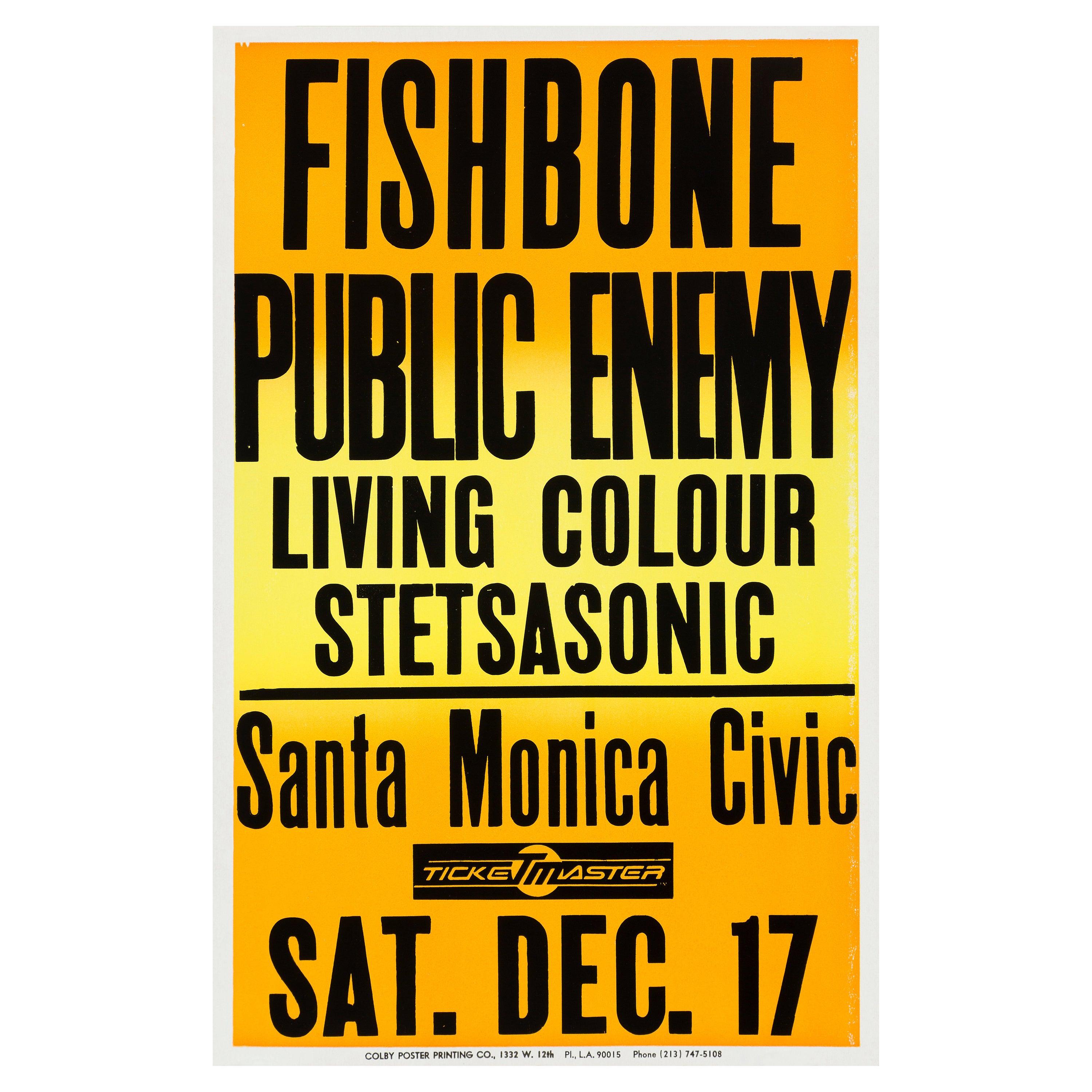 Public Enemy Original Vintage Concert Poster, Santa Monica, Los Angeles, 1988 - Art by Unknown