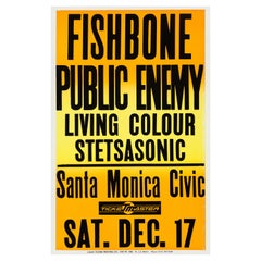Affiche de concert originale Public Enemy, Santa Monica, Los Angeles, 1988