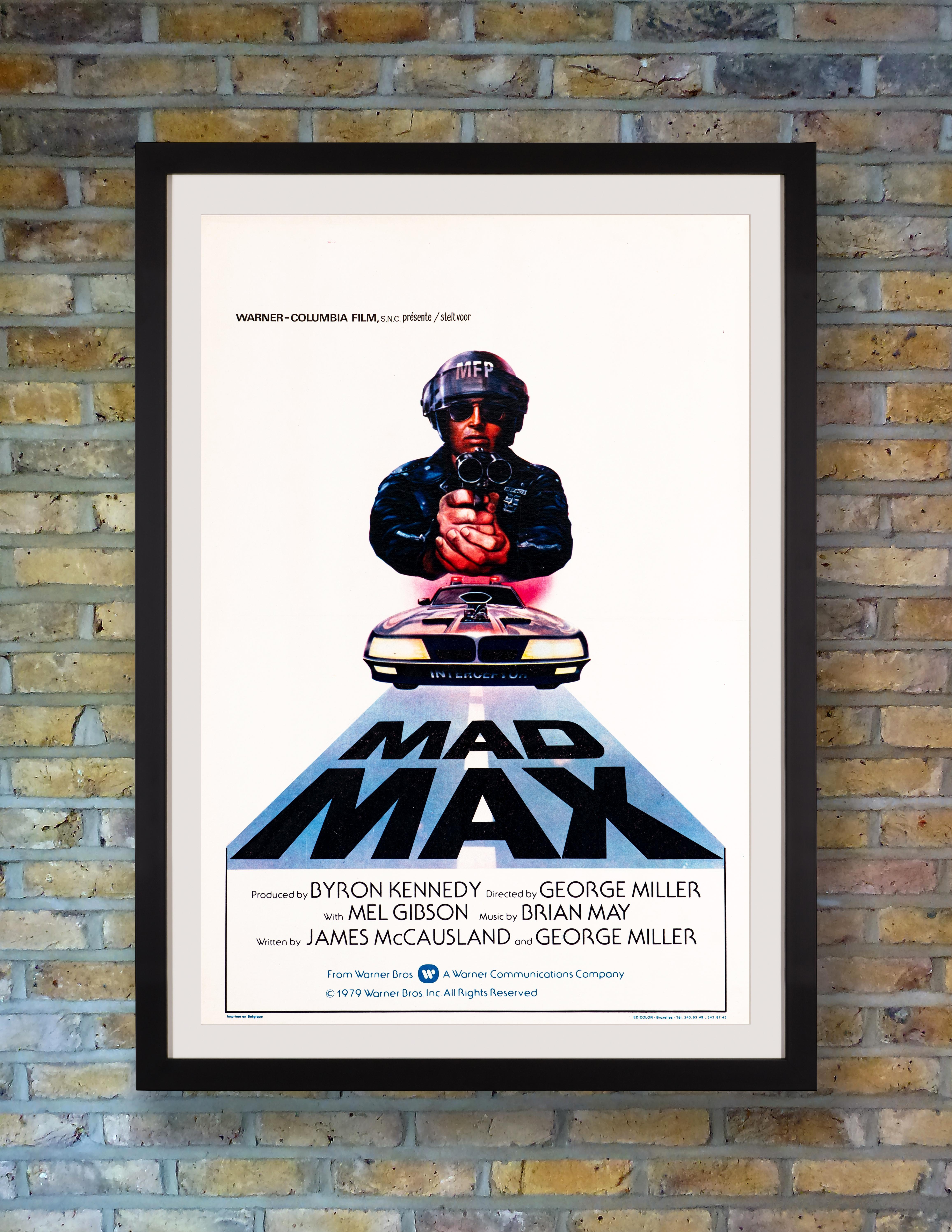 Making a bold visual statement with a clean and straightforward design, this small-format poster for the first Belgian release of George Miller's groundbreaking 1979 pre-apocalyptic action thriller 'Mad Max' utilises the same superb Tom Beauvais