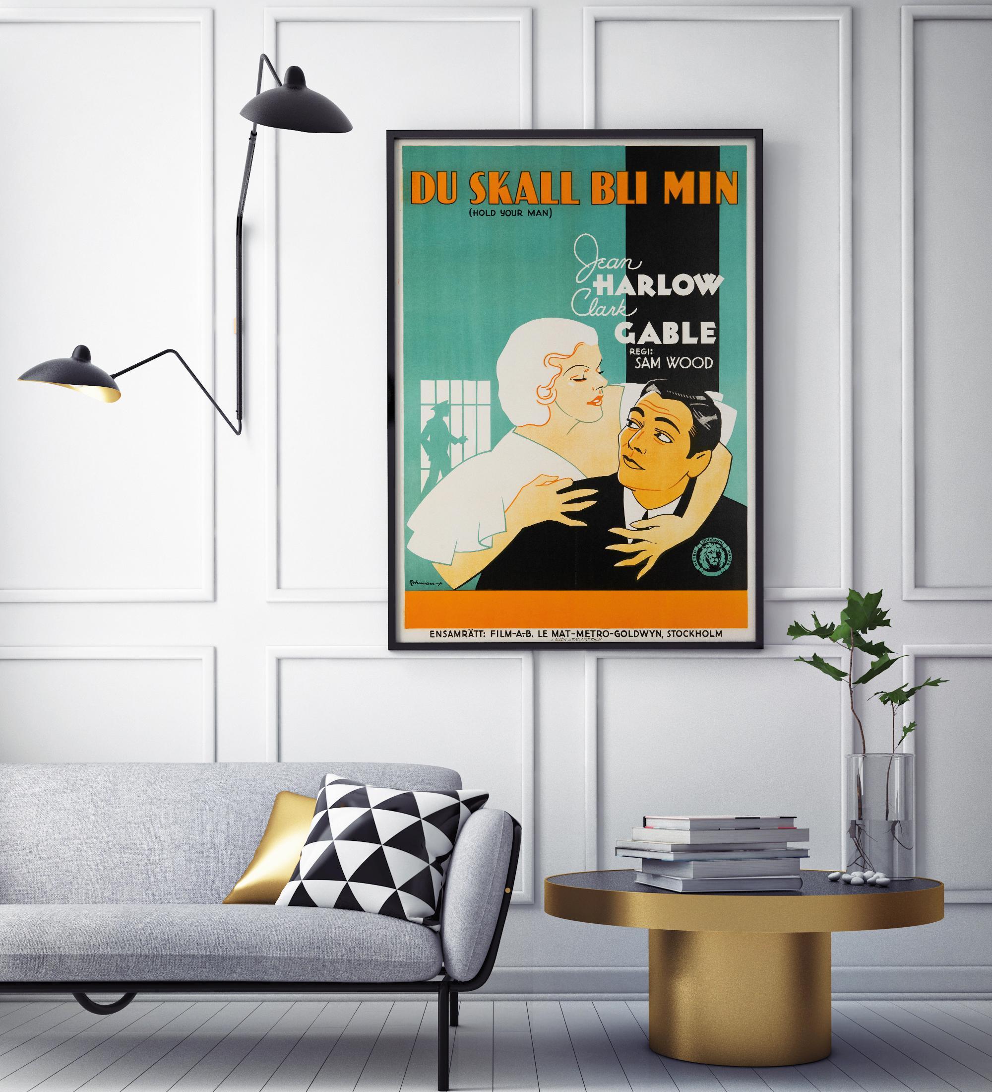 'Hold Your Man' Original Vintage Movie Poster by Eric Rohman, Swedish, 1933 For Sale 2