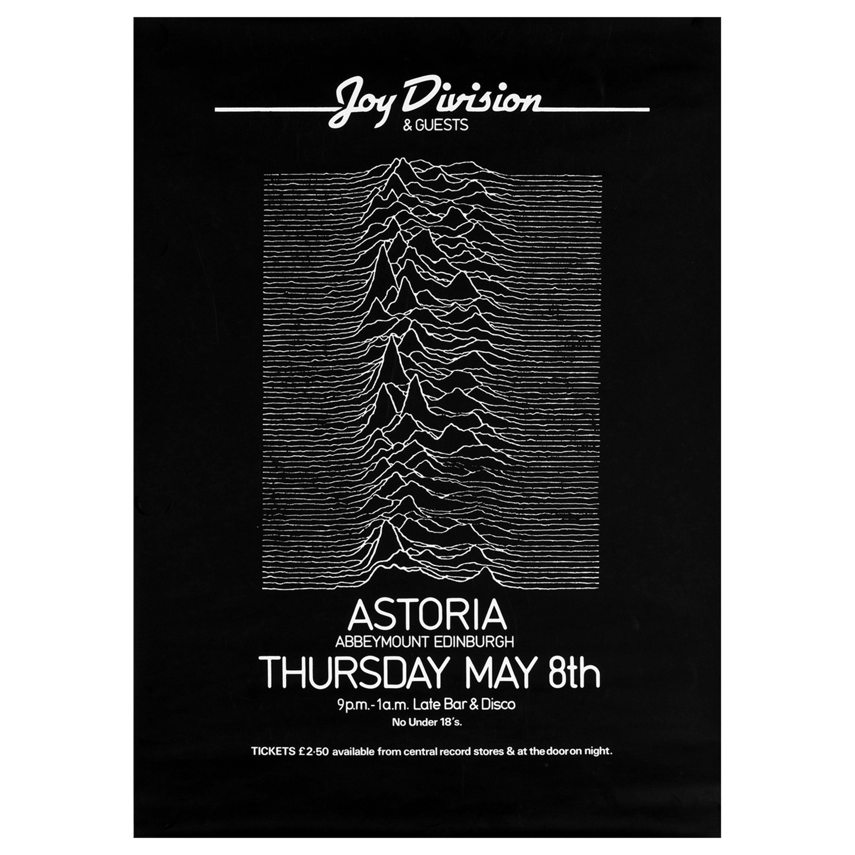 Joy Division Original Vintage UK Concert Poster, Edinburgh, 1980 - Art by Peter Saville