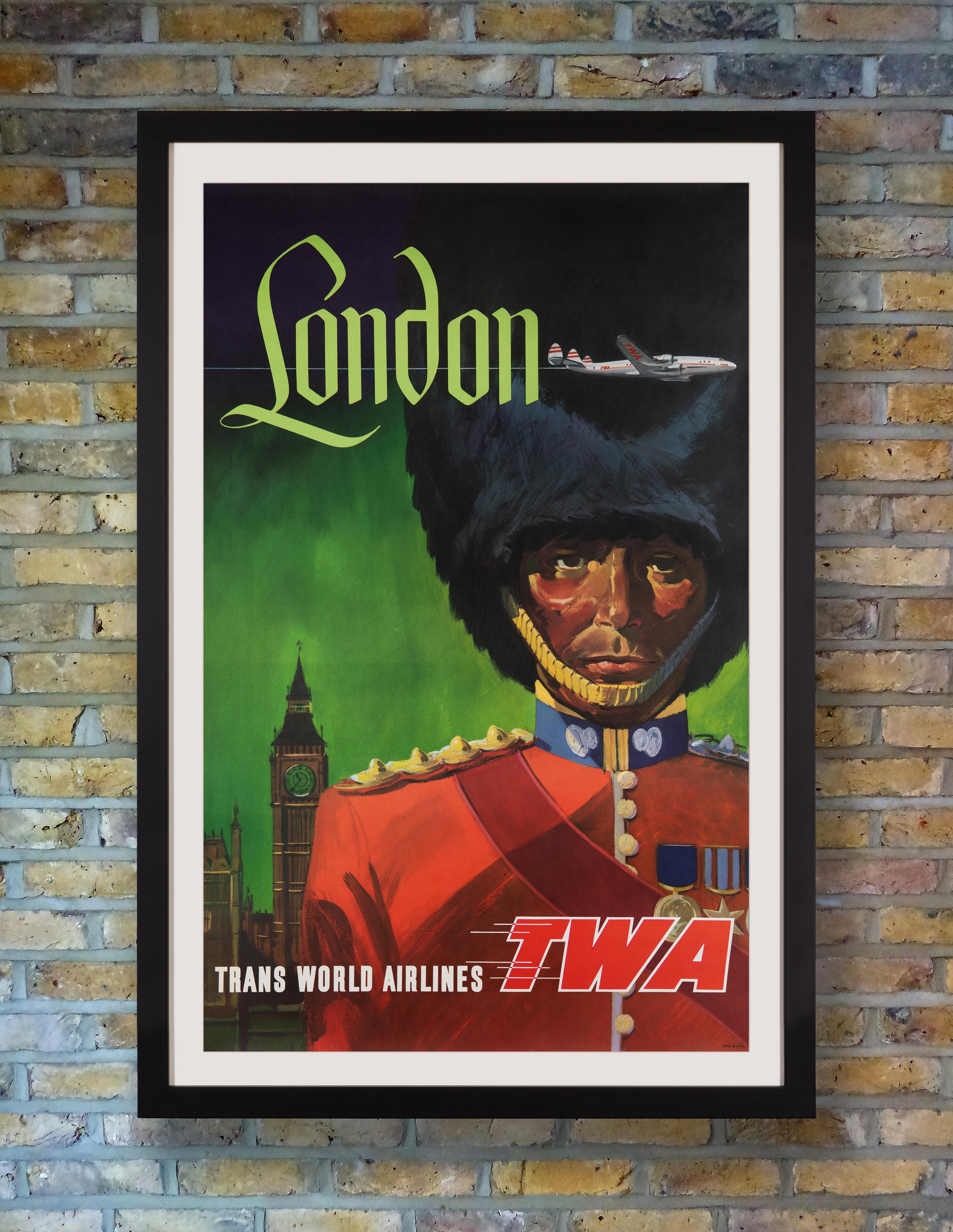 'TWA London' Original Vintage Travel Poster by David Klein, 1950s For Sale 1
