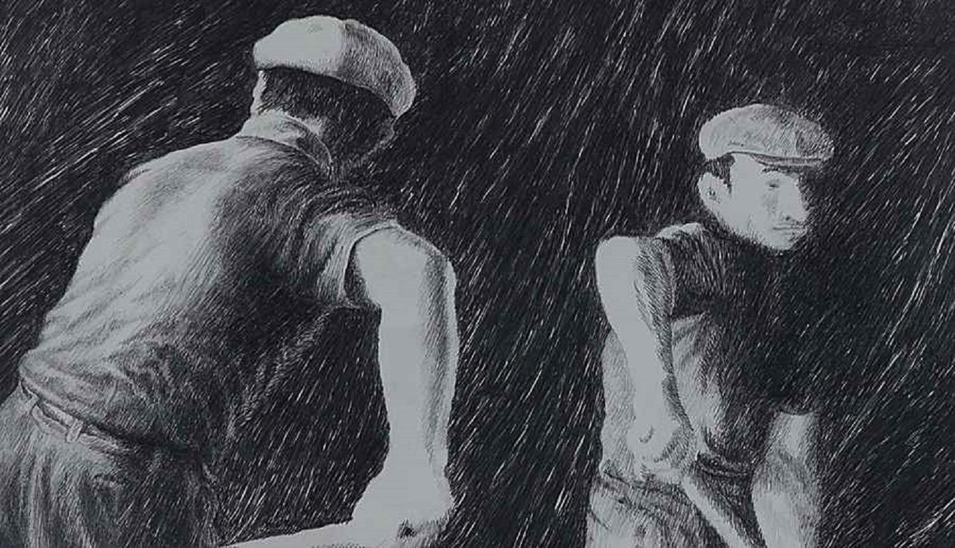 Farmhands, Pencil on Paper Drawing by Yvon Pissarro, Signed For Sale 2