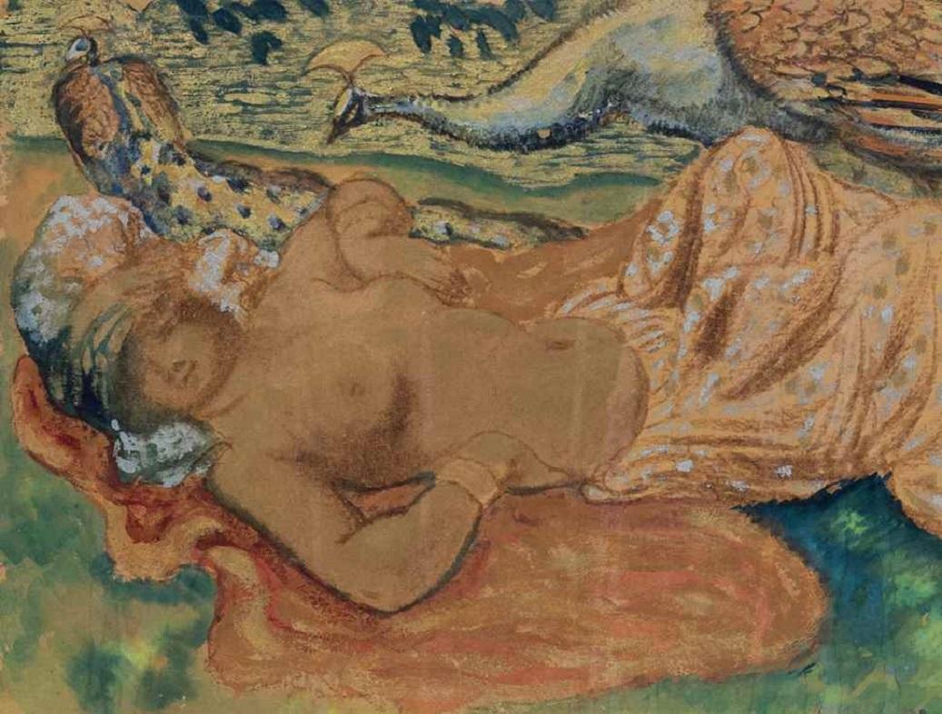 *UK BUYERS WILL PAY AN ADDITIONAL 20% VAT ON TOP OF THE ABOVE PRICE

Odette aux seins nus by Georges Manzana Pissarro (1871 - 1961) 
Mixed media and gold on paper
31.5 x 42.3 cm (12 ³/₈ x 16 ⁵/₈ inches)
Signed lower right, Manzana.
Executed circa