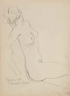 Vintage Yvonne Assise by Paulémile Pissarro, 1934 - Graphite on Paper