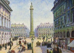Place Vendôme von H. Claude Pissarro - Pastell auf Karte, Post-Impressionist