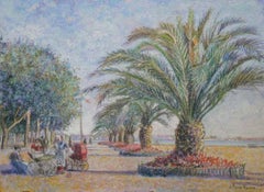 L'Allée des Palmiers (Cannes) par H. Claude Pissarro - Pastel, Post-Impressionniste