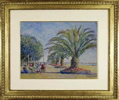 L'Allée des Palmiers (Cannes) by H. Claude Pissarro - Pastel, Post-Impressionist