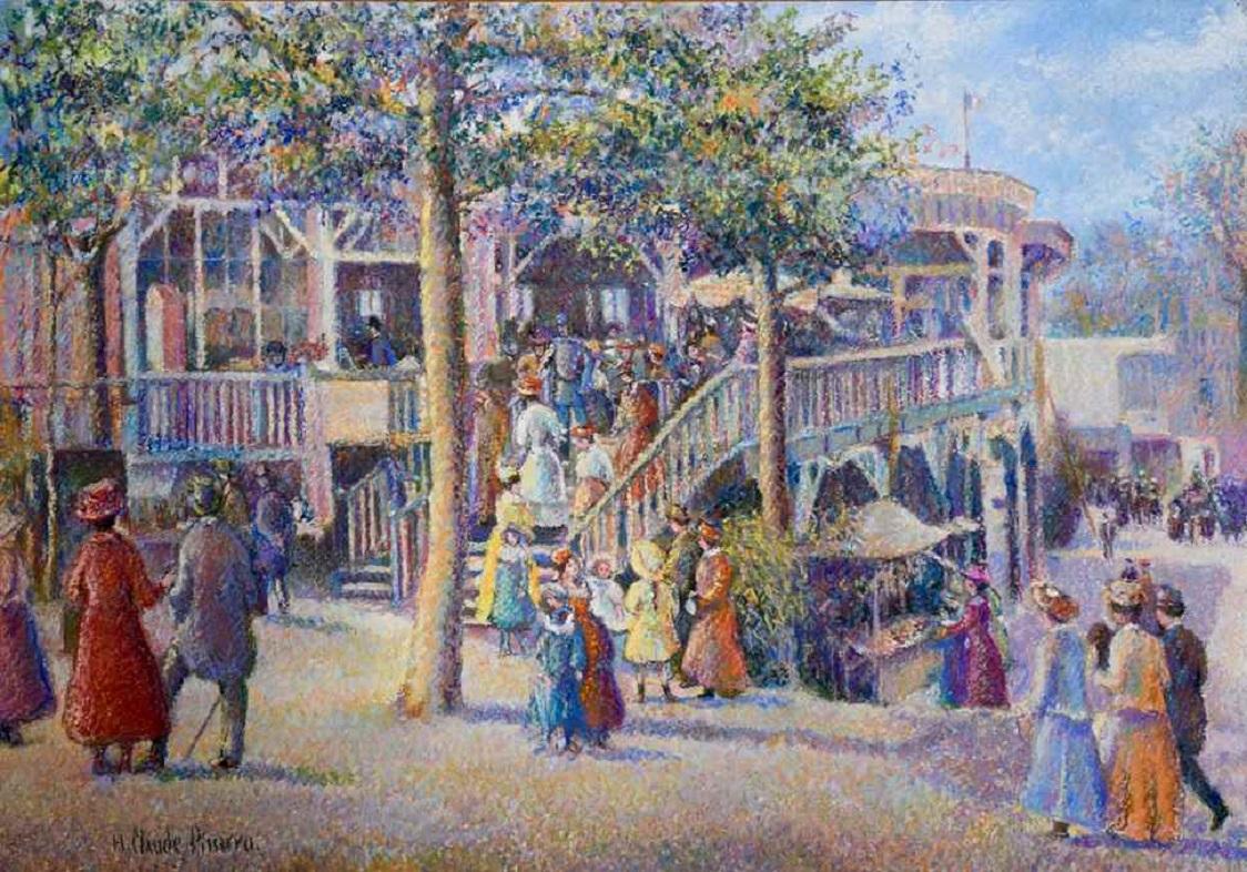 Dimanche à Robinson par H. Claude Pissarro - Pastel, Post-Impressionniste