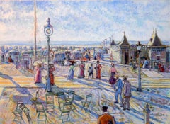 La Plage à Trouville par H. Claude Pissarro - Pastel, Post-Impressionniste