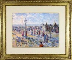 La Plage à Trouville by H. Claude Pissarro - Pastel, Post-Impressionist