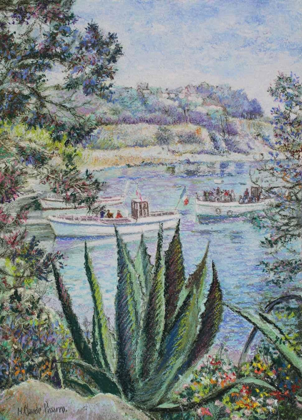 Hughes Claude Pissarro Figurative Art - L'Aloés de la Calanque - Bréhat by H. Claude Pissarro - Post-Impressionist