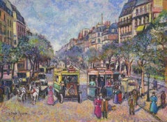 Les Autobus du Boulevard Bonne-Nouvelle by H. Claude Pissarro - Pastel