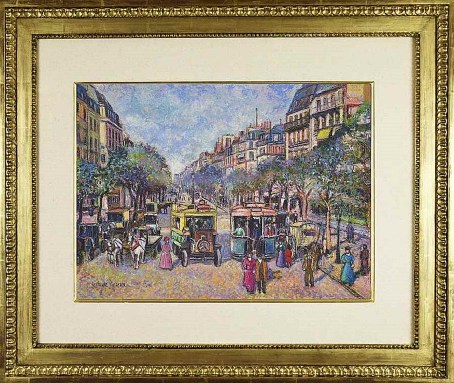 Les Autobus du Boulevard Bonne-Nouvelle par H. Claude Pissarro - Pastel - Art de Hughes Claude Pissarro
