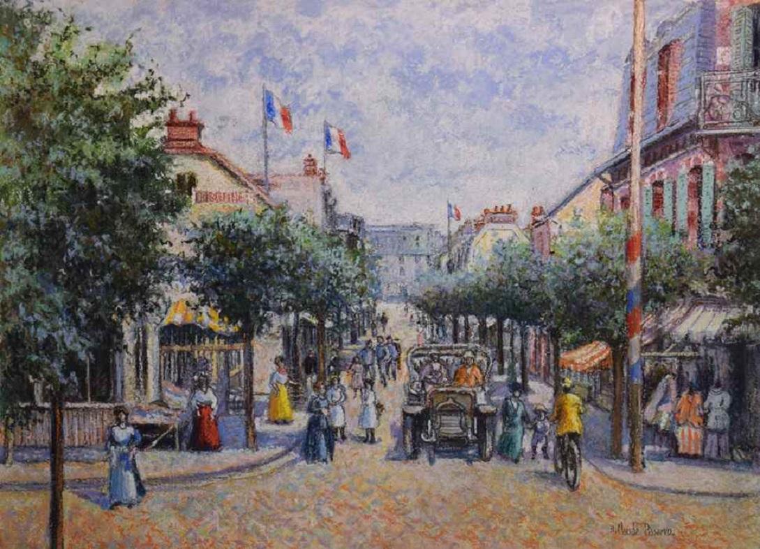 Hughes Claude Pissarro Figurative Art - Les Tilleuls de L'Avenue de la Mer by H. Claude Pissarro - Post-Impressionism