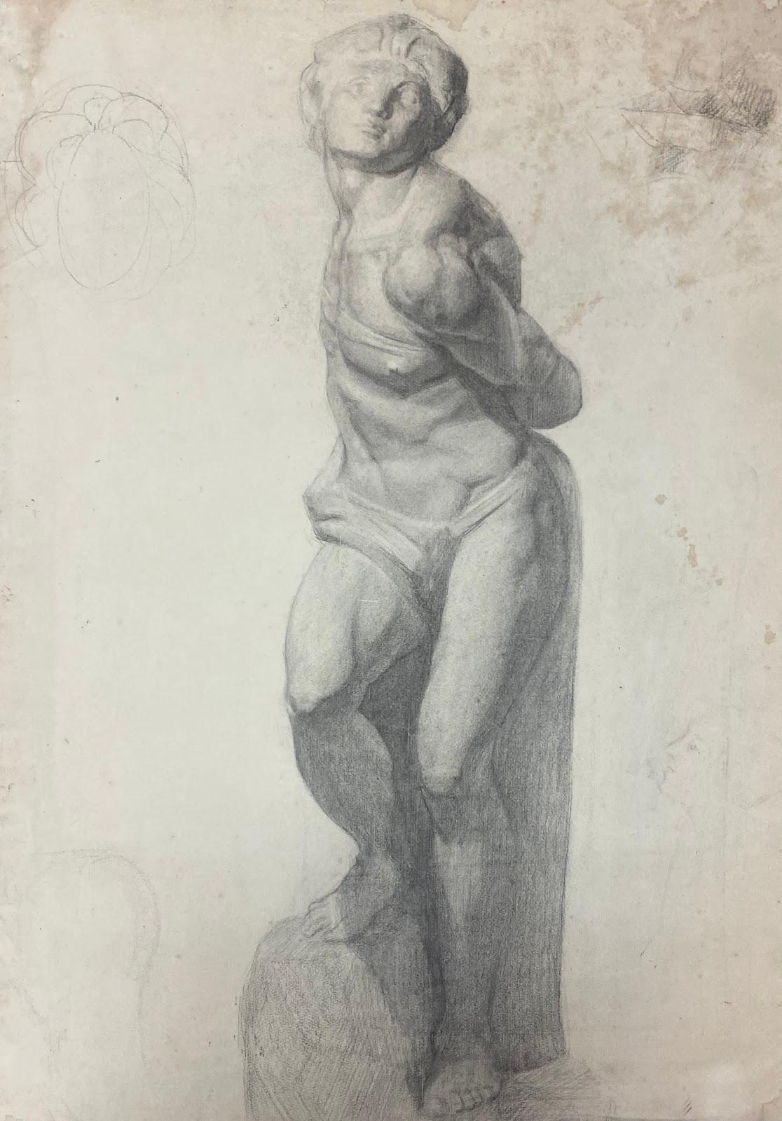 Nachat Jeanne Nachat - 1900s Original Francés Atelier Dibujo al natural de una ...