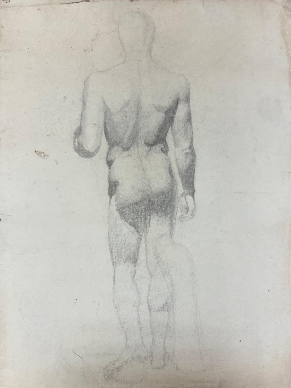 1900s Life Drawing Of A Sculpture Depicting a Nude Male Stood In Contraposto For Sale 1