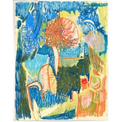 Ewart Johns (1923-2013) - 1989 Pastel, Viejo olivar, Isla Griega