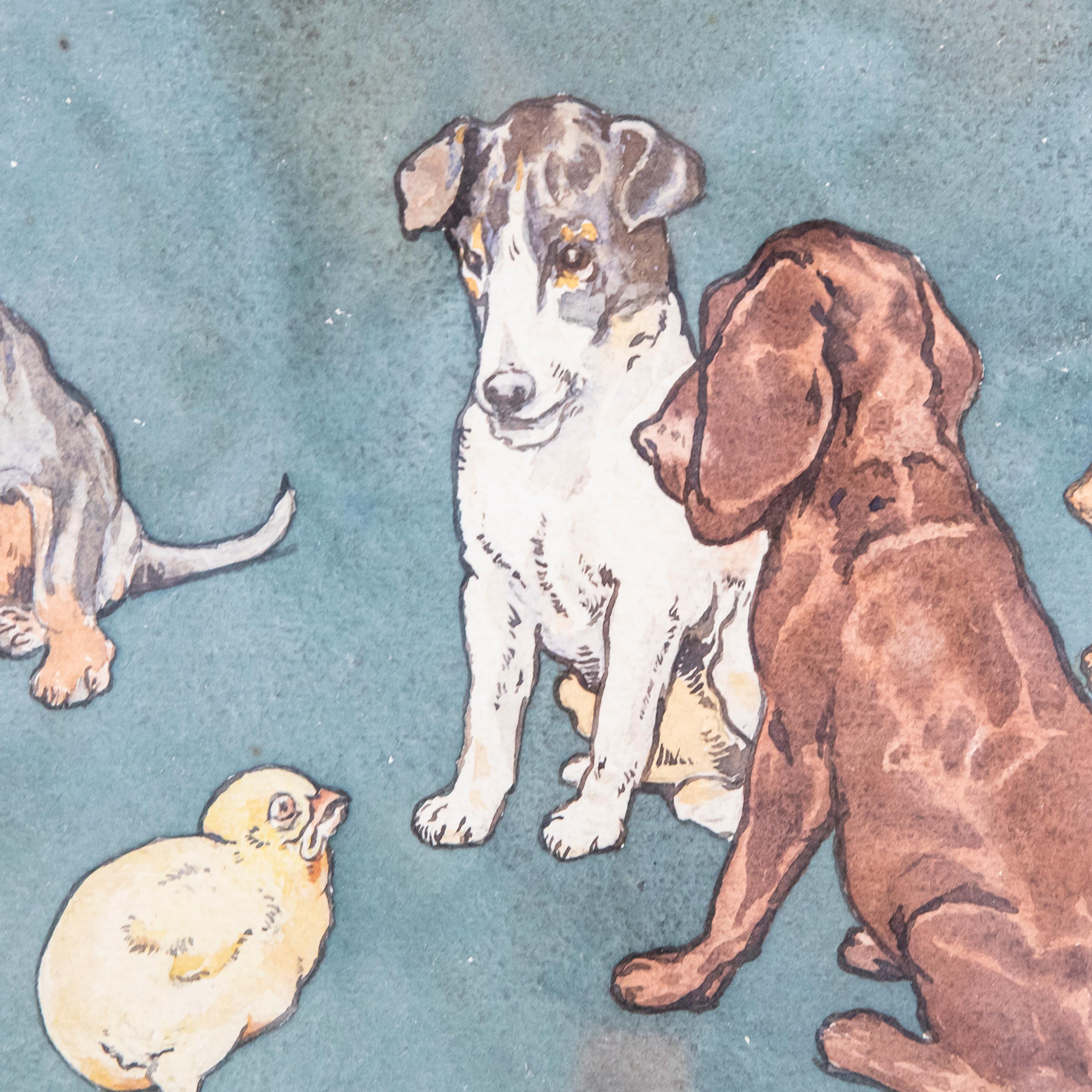 Early 20th Century Watercolour - A New Playmate For Sale 1