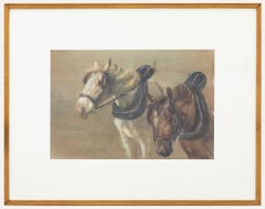 F. Oldnall - Framed Early 20th Century Watercolour, Study of Working Horses