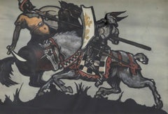 Leslie F. Everett  - 1914 Watercolour, The Joust