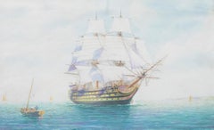 J. Grier - Framed Mid 19th Century Watercolour, Naval Ship at Sea