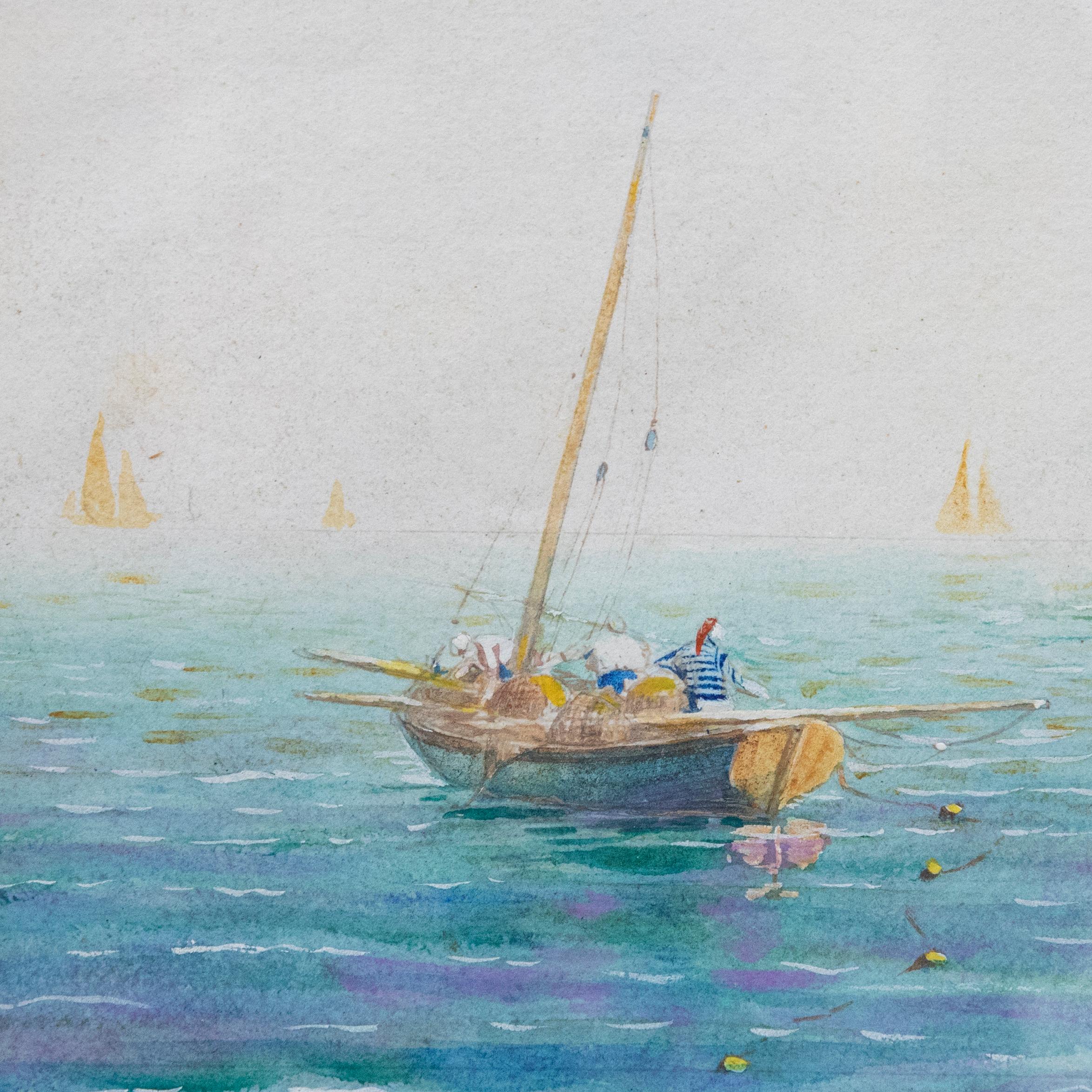 Grier – Gerahmtes Aquarell, Marineschiff auf See, Mitte des 19. Jahrhunderts im Angebot 2