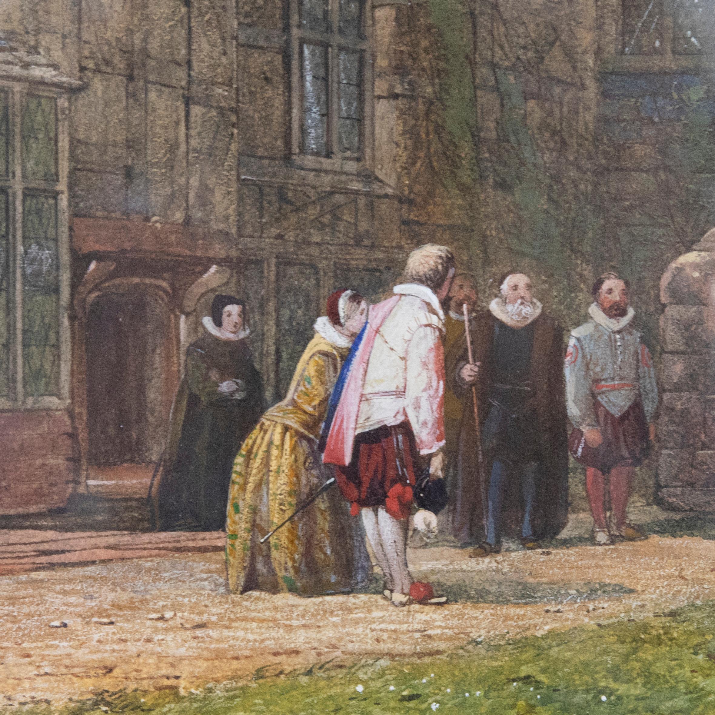 John Edmund Buckley (fl.1843-1861) - Framed Watercolour, Tudor Wedding Party For Sale 3