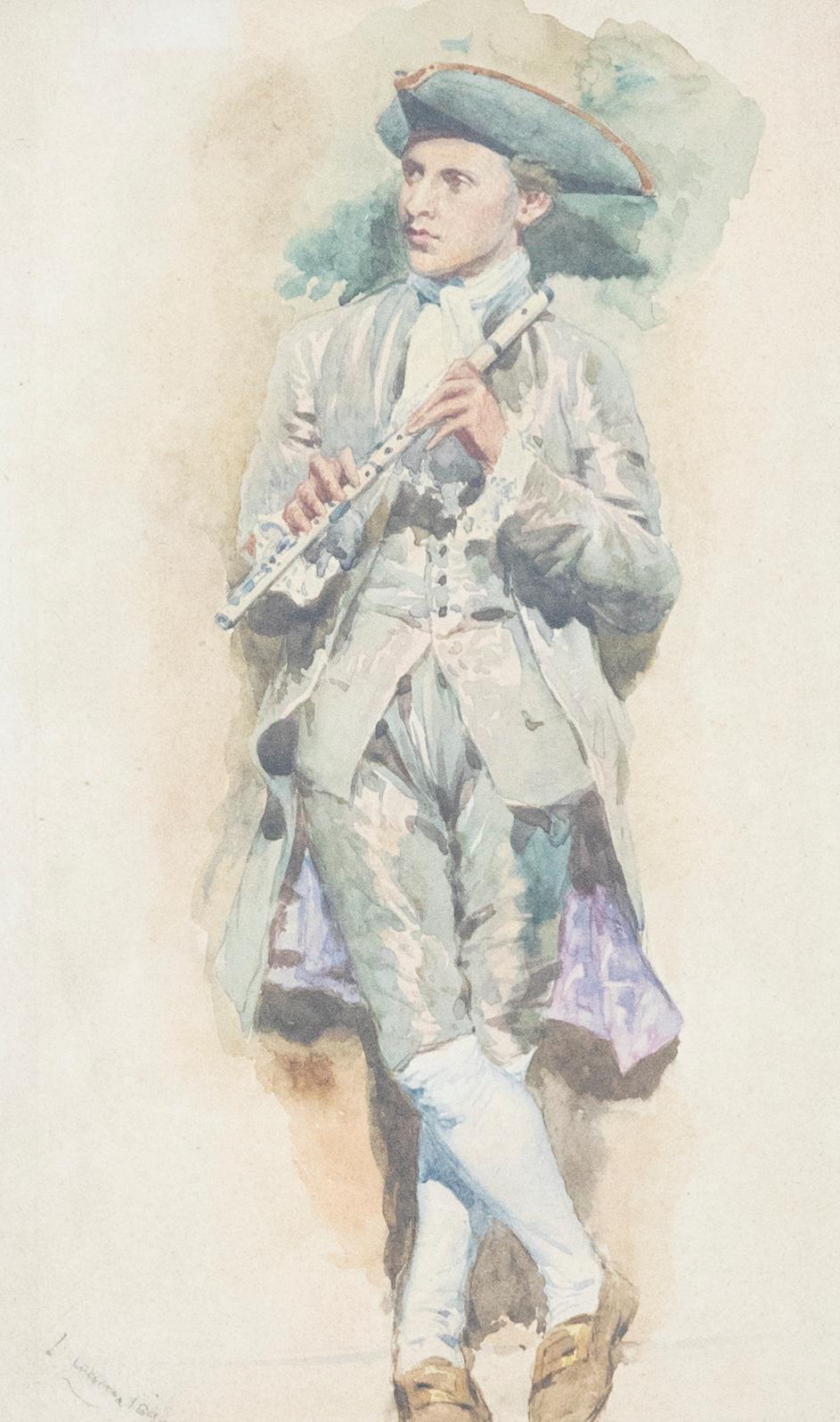 Aquarelle de 1895 - Le joueur de flûte - Art de Unknown