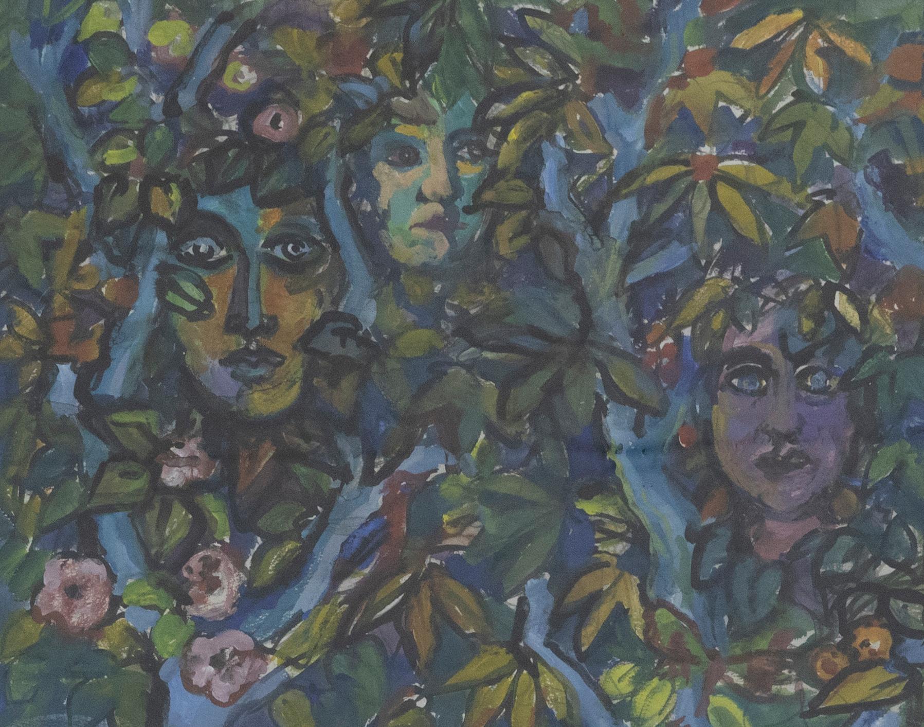 Helen Steinthal (1911-1991) - 20th Century Watercolour, Faces in Foliage - Art by Unknown