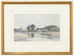 Antique Eyres Simmons (1872-1955) - Watercolour, Beached on the Estuary