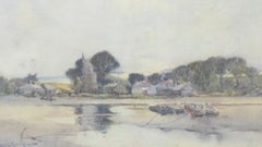 Eyres Simmons (1872-1955) - Watercolour, Beached on the Estuary