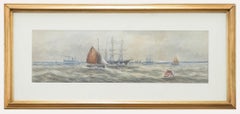 Early 20th Century Watercolour - Tall Ships At Sea