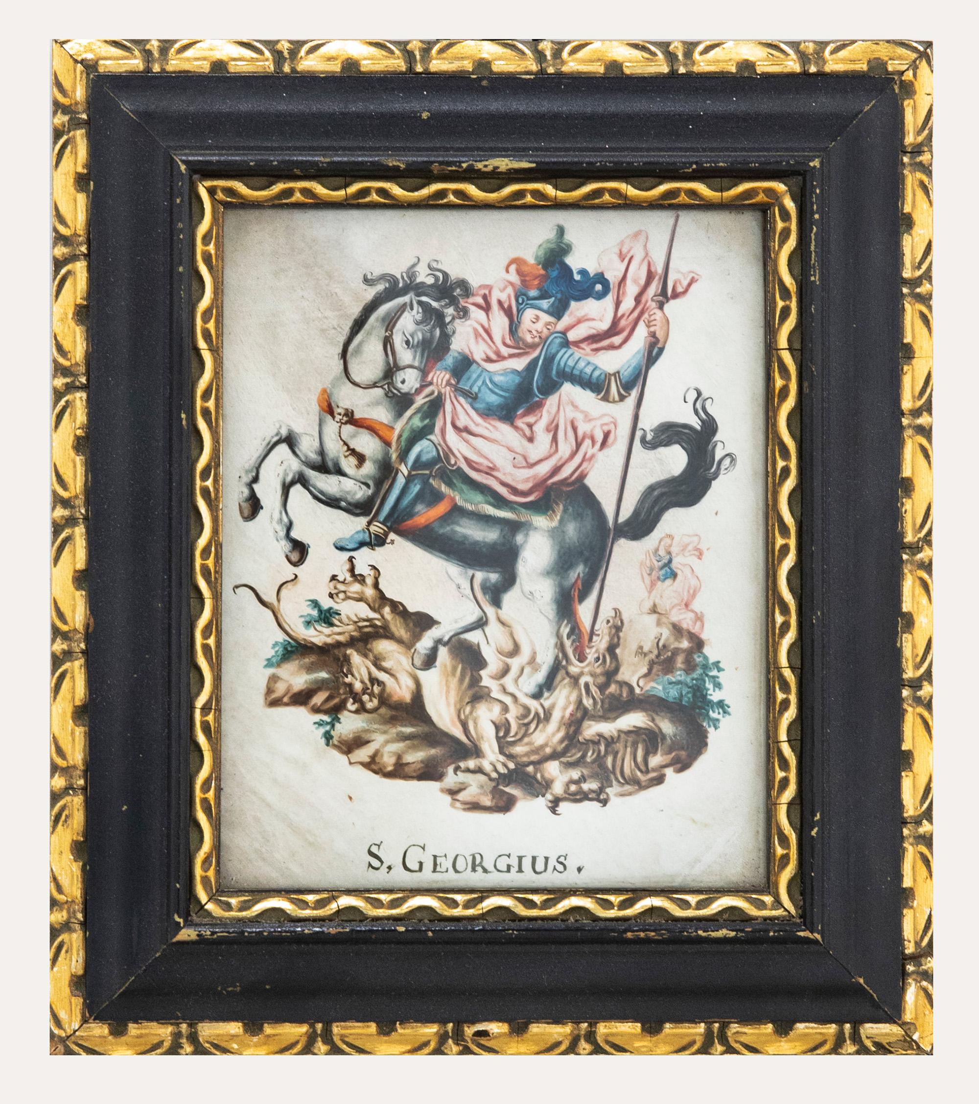 Unknown Figurative Art - Early 19th Century Watercolour - Saint George And The Dragon