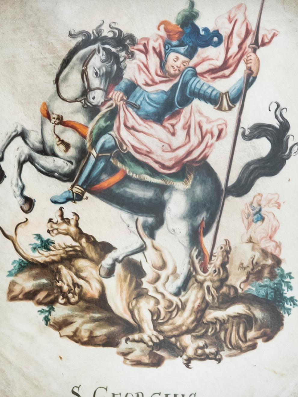 Acuarela de principios del siglo XIX - Saint George y el dragón - Art de Unknown