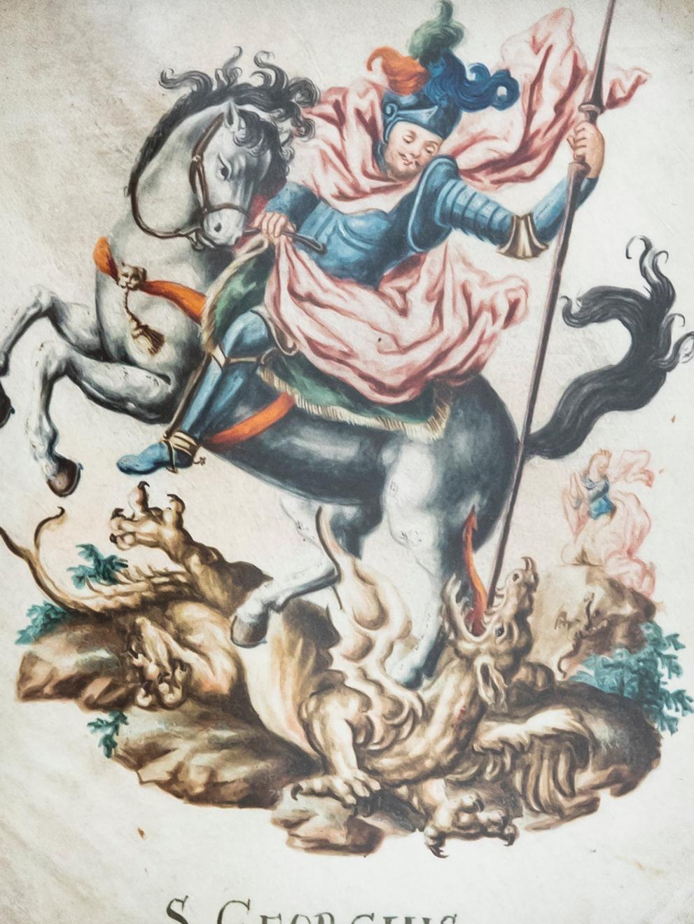 Early 19th Century Watercolour - Saint George And The Dragon - Art by Unknown