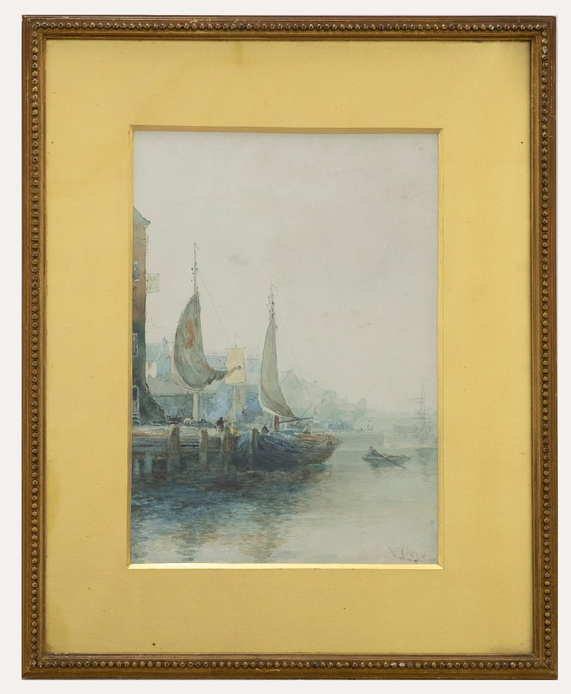 Albert Pollitt (1856-1926) - 1914 Watercolour, In Dock, Sunderland