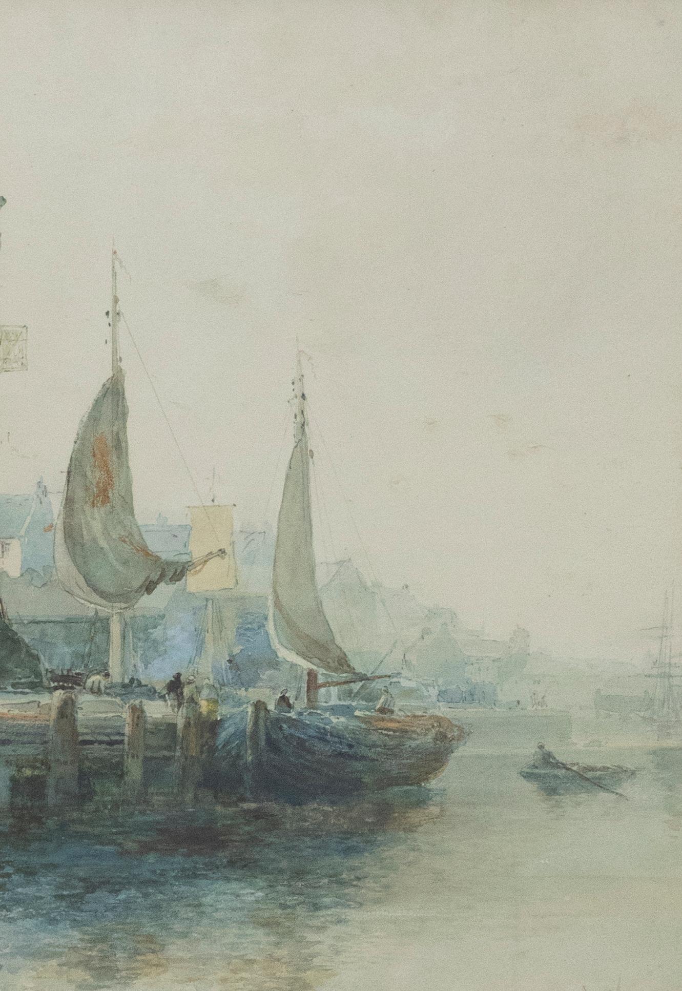 Albert Pollitt (1856-1926) - 1914 Watercolour, In Dock, Sunderland - Art by Unknown