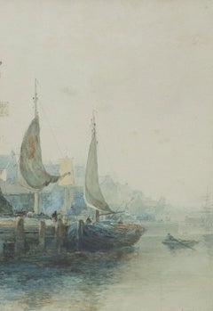 Albert Pollitt (1856-1926) - 1914 Watercolour, In Dock, Sunderland