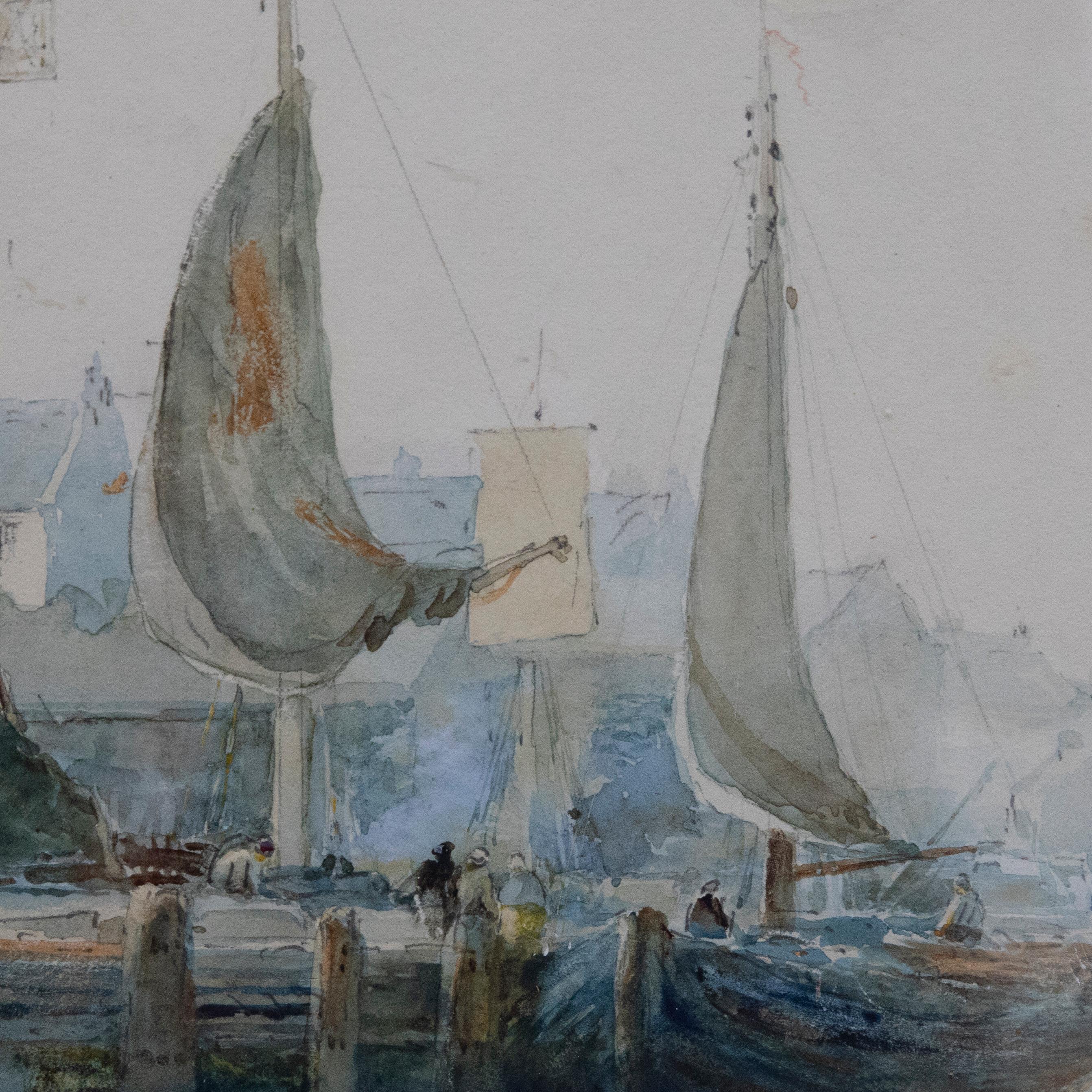 Albert Pollitt (1856-1926) - 1914 Watercolour, In Dock, Sunderland For Sale 1