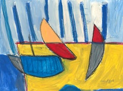 Scuola di Newlyn - Gouache contemporanea, Barche a St Ives