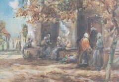 Thomas William Morley (1859-1925) - Watercolour, Honfleur Street Scene