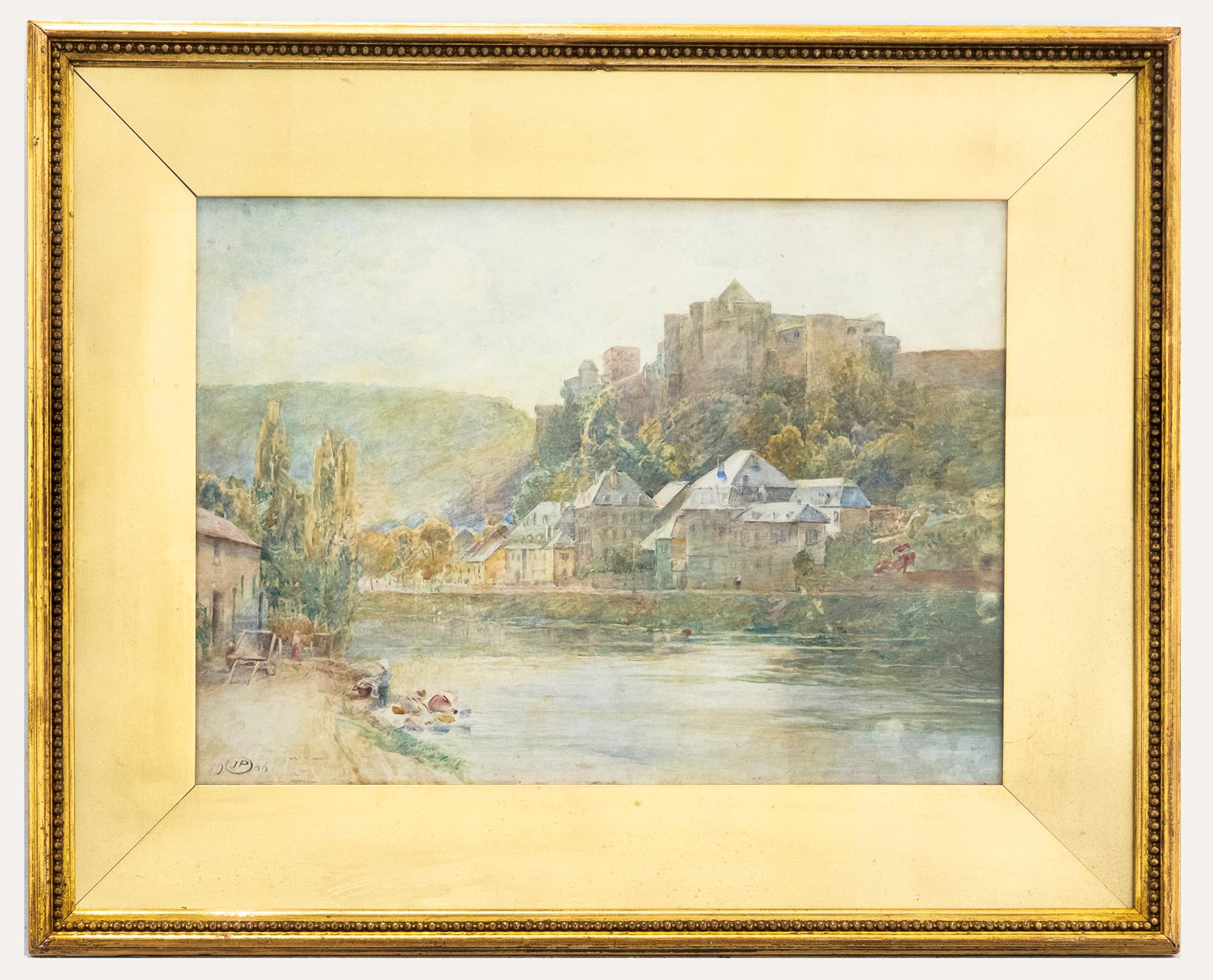 Unknown Landscape Art - JP - 1906 Watercolour, The Castle of Godfrey of Bouillon