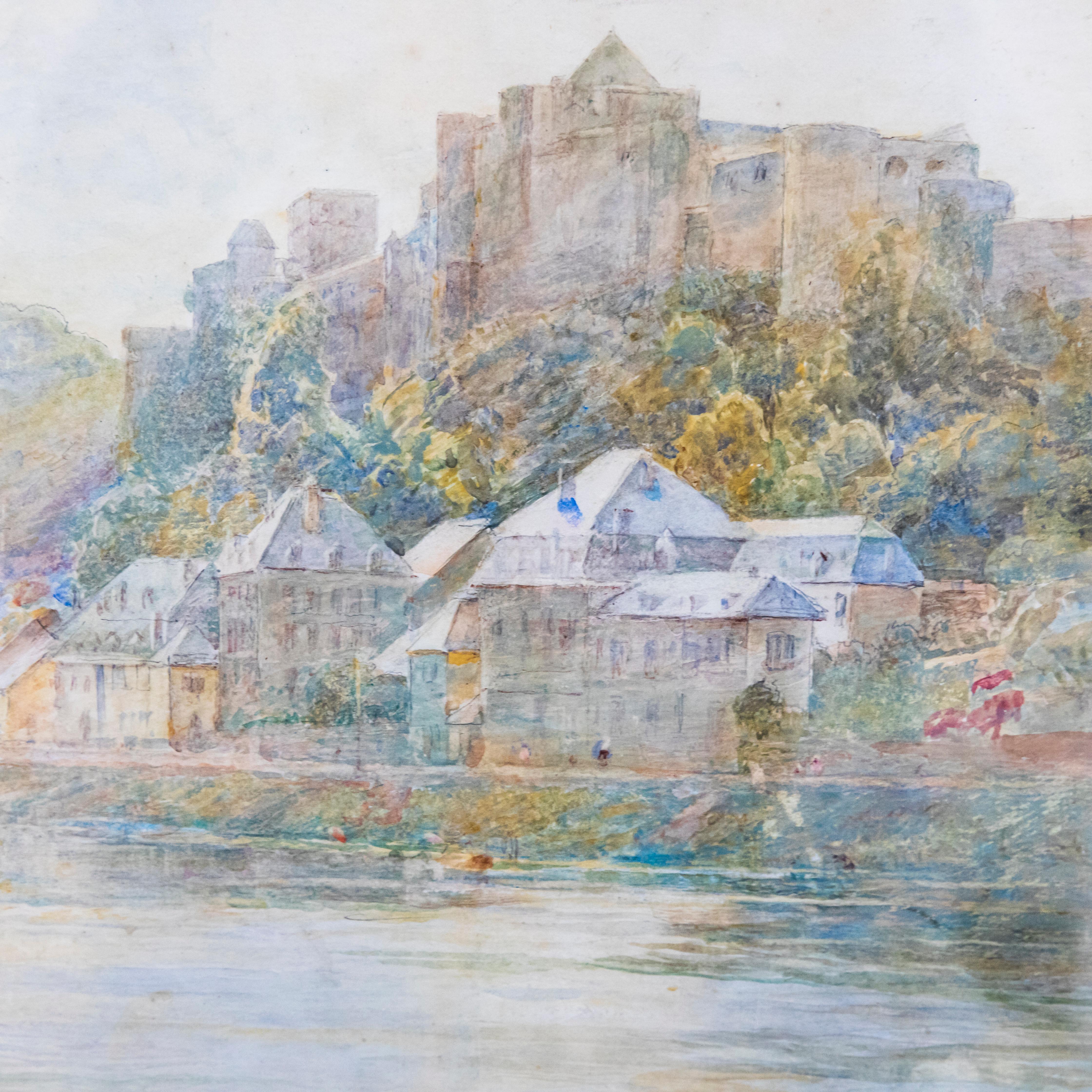 JP - 1906 Watercolour, The Castle of Godfrey of Bouillon For Sale 2