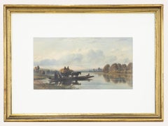 Framed 19th Century Watercolour - Crossing of the Hay Cart