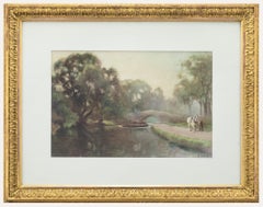 Antique Framed Late 19th Century Watercolour - The Towing Path