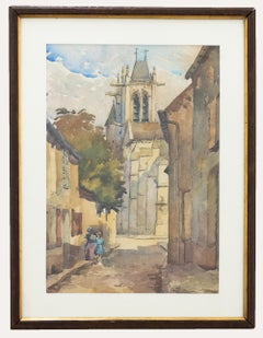 Vintage Continental School Early 20th Century Watercolour - Walking to The Church
