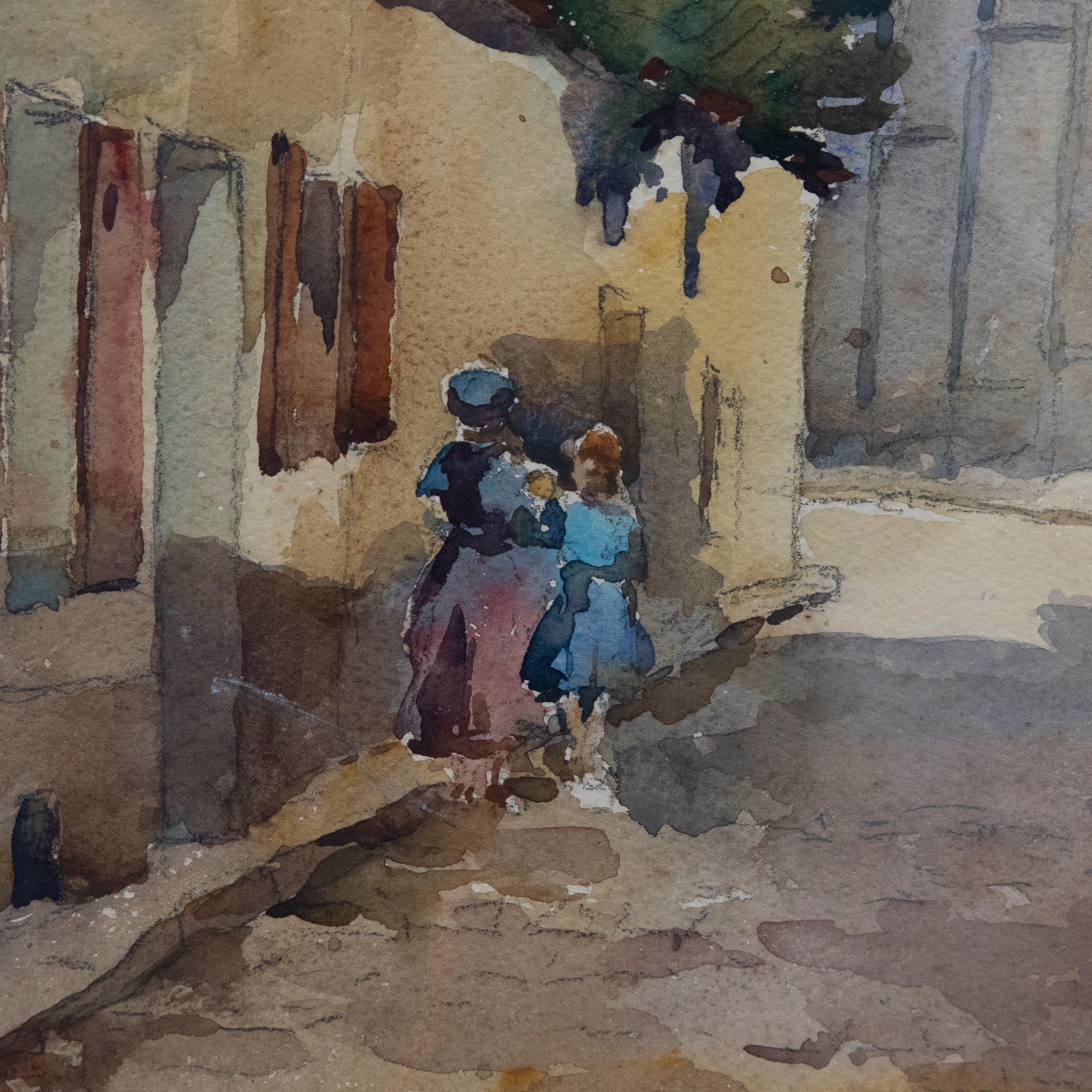 Continental School Early 20th Century Watercolour - Walking to The Church For Sale 1