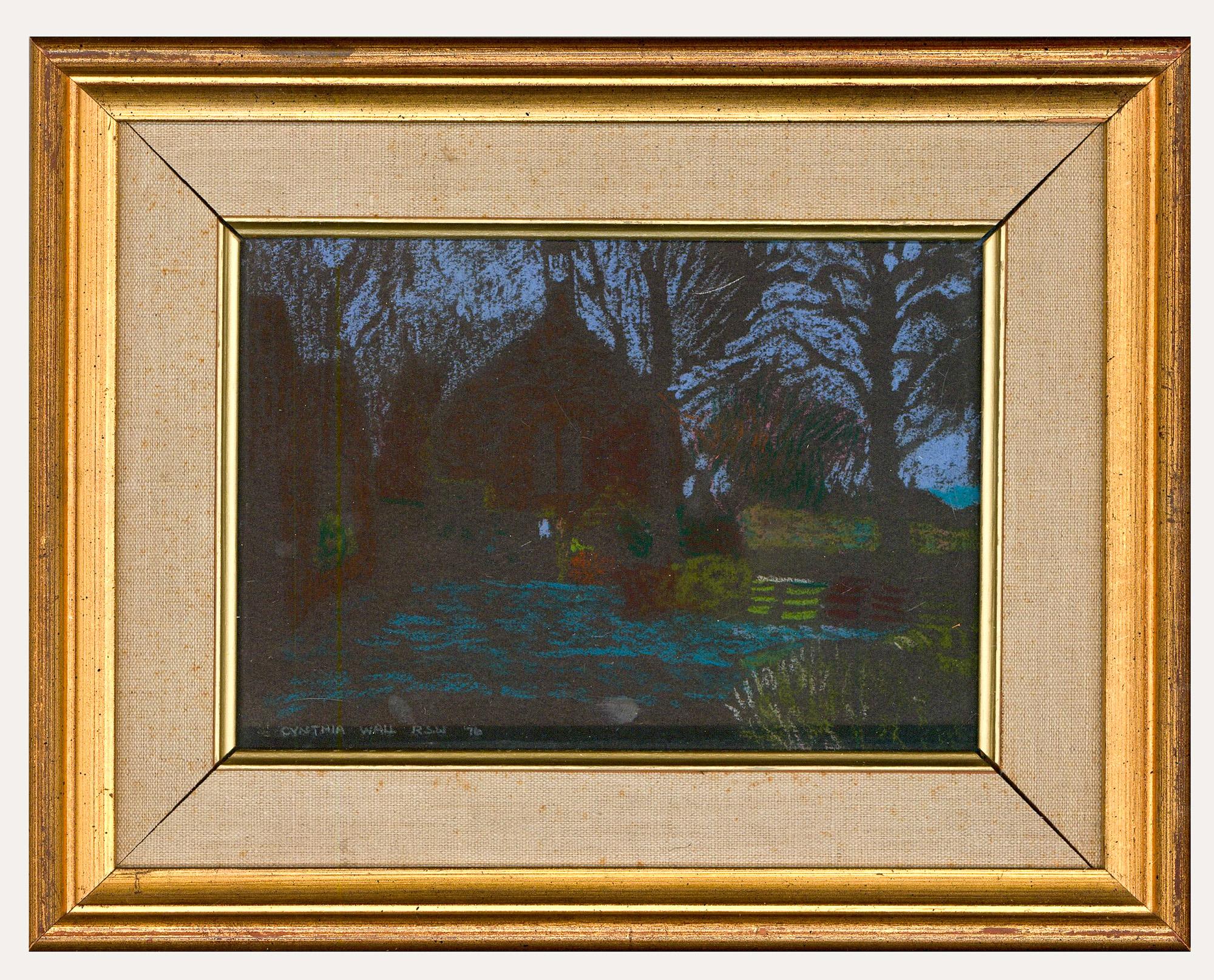 Unknown Landscape Art – Cynthia Wand RSW (1927-2012) – gerahmte, pastellfarbene Carnbee Church aus dem 20. Jahrhundert