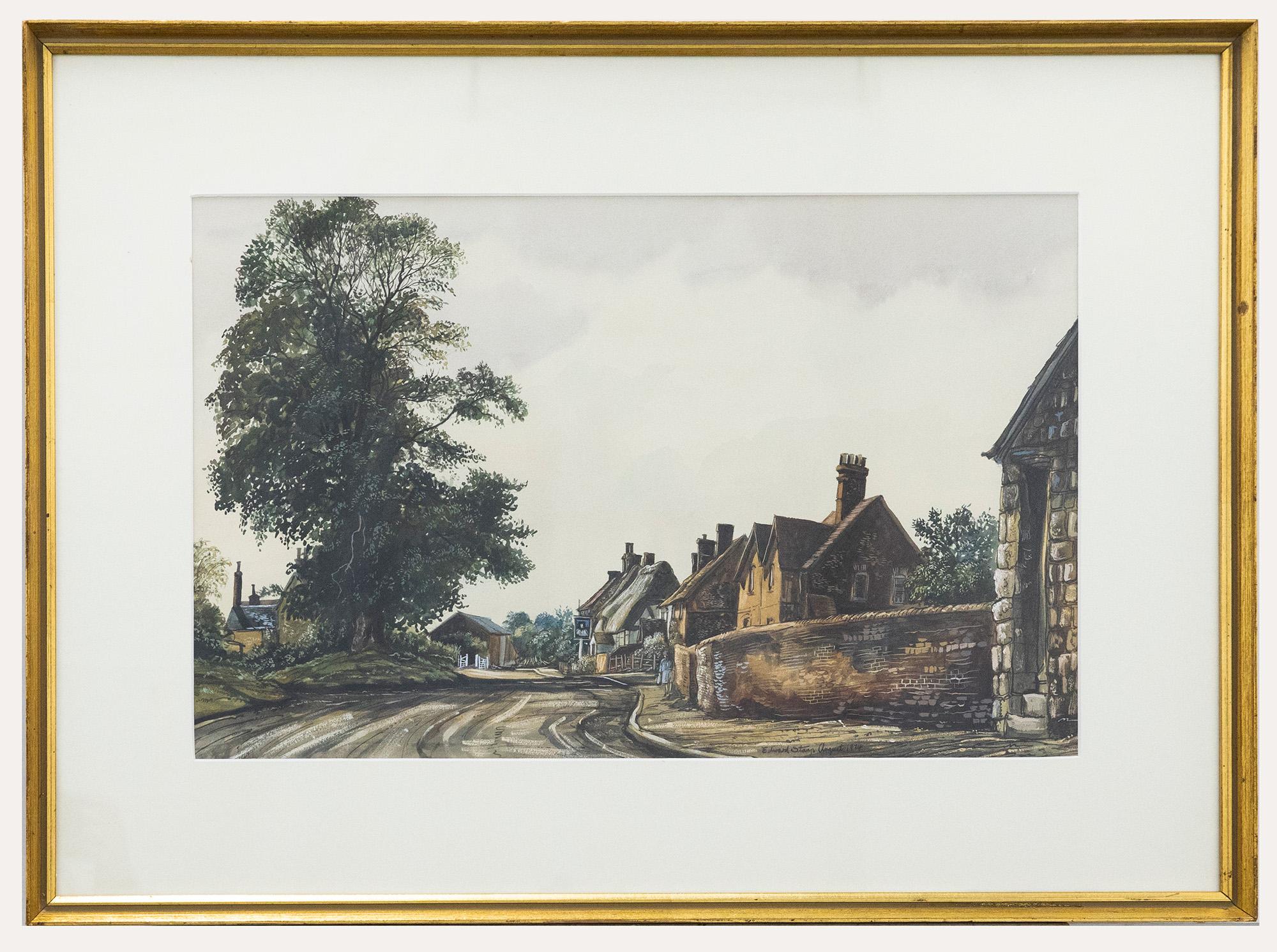 Unknown Landscape Art - Edward Stamp (b.1939) - Framed 1974 Watercolour, Rural Street Scene